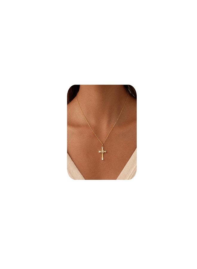 BBV Cross Necklace for Women Dainty Gold Plated O-Link Chain with CZ Heart Cross Pendant Non-Tarnish Trendy Minimalist Choker Necklace Easter Christian Baptism Faith Jewelry Gift - Image 1